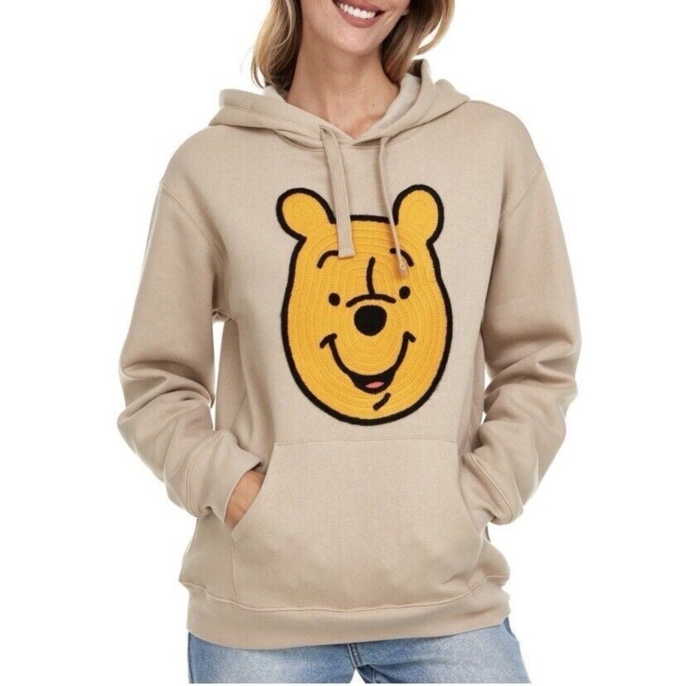 Disney Hoodie Winnie the Pooh Pullover Sweatshirt Crochet Patch Face Small